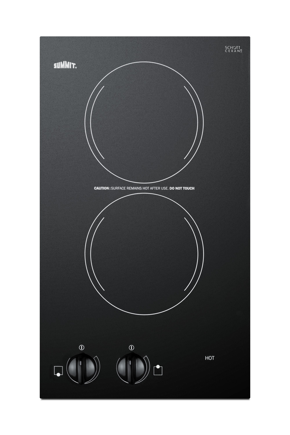 115V 2-burner cooktop in black ceramic glass, made in Europe
